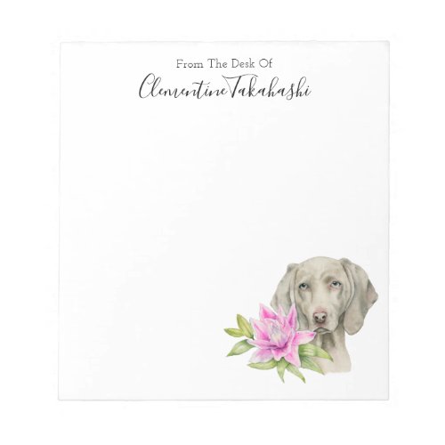 Elegant Weimaraner Dog Watercolor  Add Your Name Notepad