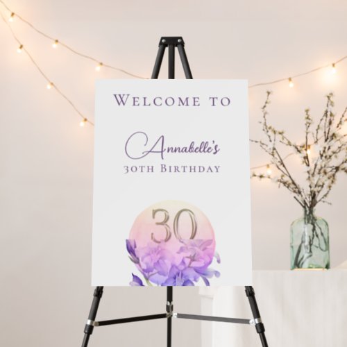 Elegant   Welcome 30th Birthday Party Foam Board