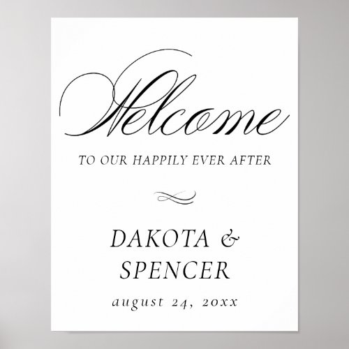 Elegant Welcome Black Calligraphy  Wedding Script Poster