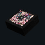 Elegant Welcome Blush Pink Peony Floral Monogram Gift Box<br><div class="desc">Beautiful blush pink peony flower greenery doormat on a black background.</div>