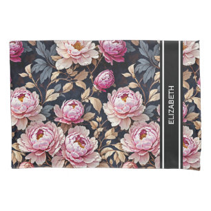 Elegant Welcome Blush Pink Peony Floral Name Pillow Case