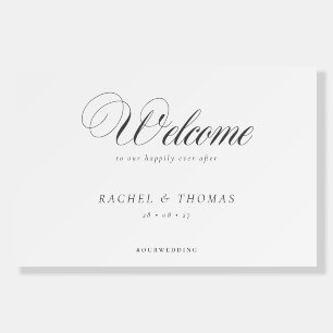 Elegant Welcome Calligraphy black white  Wedding Foam Board