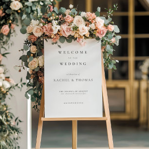Elegant Welcome Calligraphy black white Wedding Foam Board