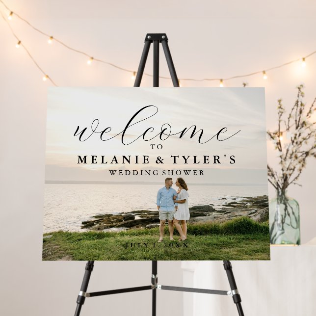Elegant Welcome Couple's Wedding Shower Sign  (In Situ (Stand))