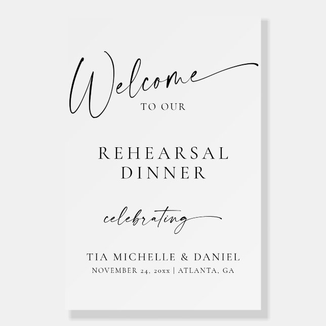 Elegant Welcome Night Before Rehearsal Dinner  Foam Board (Front)