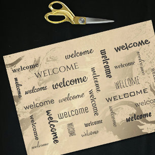 Elegant welcome pattern black and gold tissue paper