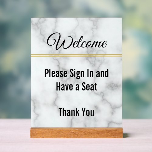 Elegant Welcome Please Sign In Have a Seat Acrylic
