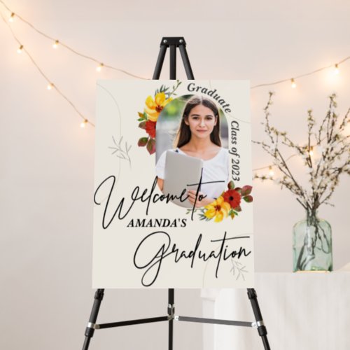 Elegant Welcome to Class of 2023 Floral Graduation Foam Board