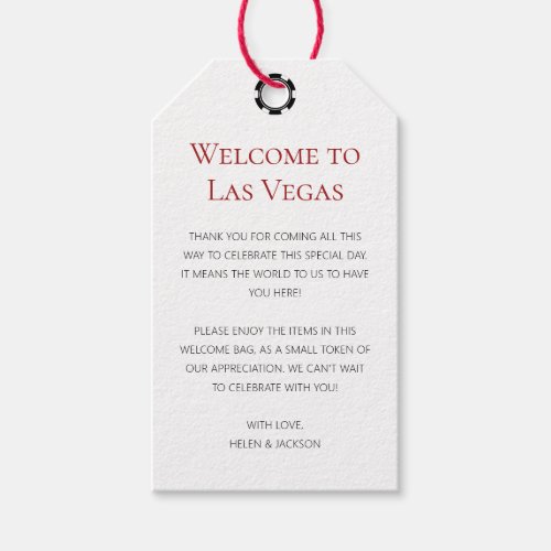 Elegant Welcome to Las Vegas Wedding Welcome Gift Tags