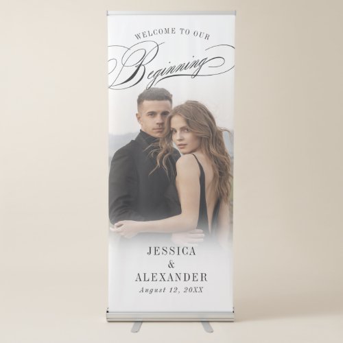 Elegant Welcome to our Beginning Photo Welcome Retractable Banner