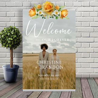 Elegant Welcome to Our Forever Photo Wedding Sign