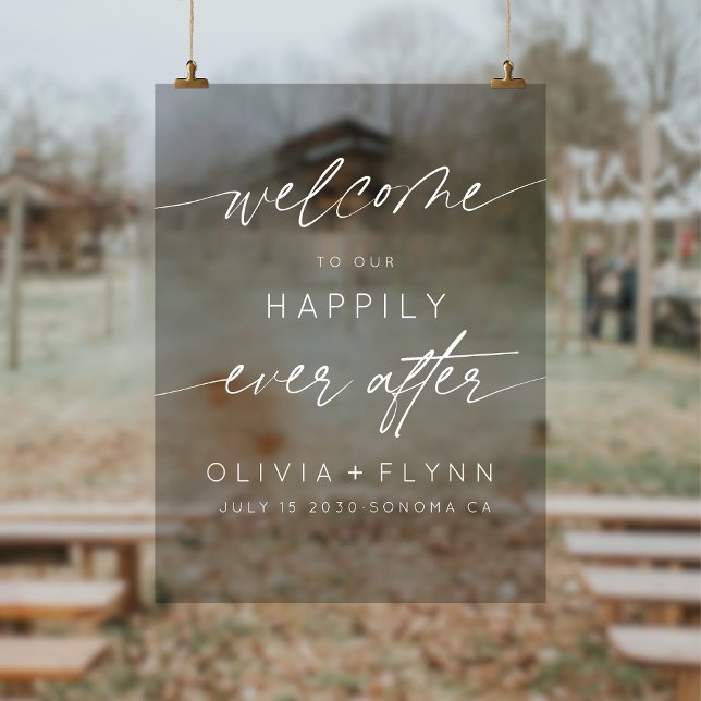 Elegant Welcome To Our Happily Ever After Acrylic Sign (Creator Uploaded)