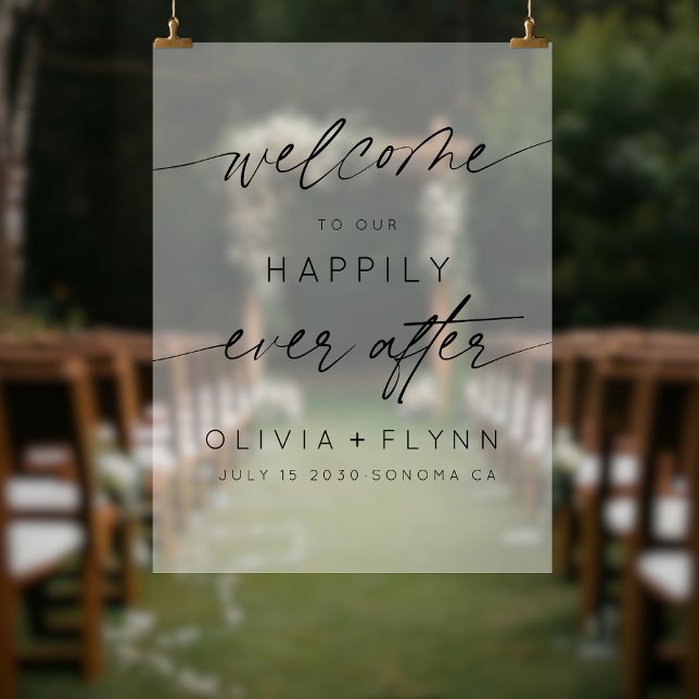 Elegant Welcome To Our Happily Ever After Frosted Acrylic Sign (Creator Uploaded)