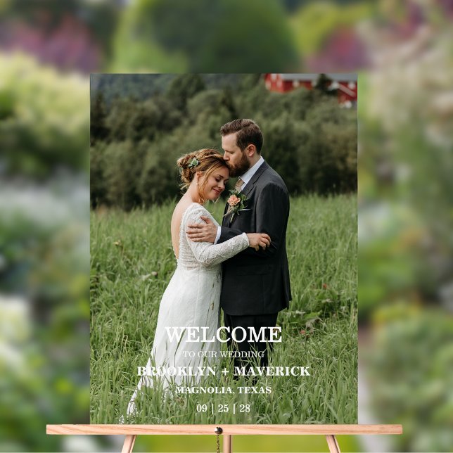 Elegant Welcome To Our Wedding Photo Acrylic Sign (Creator Uploaded)