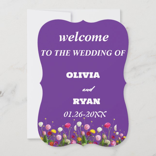 elegant welcome to our wedding sign (Front)