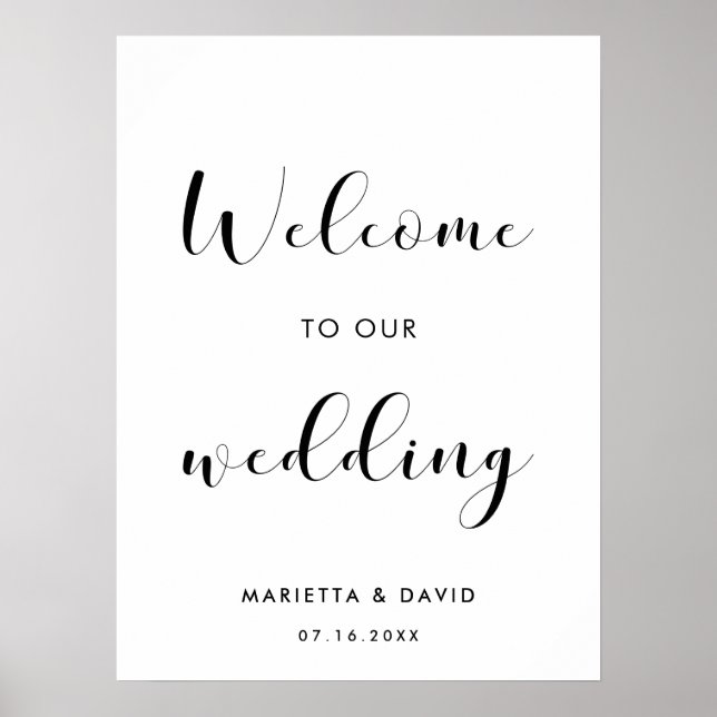 Elegant Welcome to our wedding sign (Front)