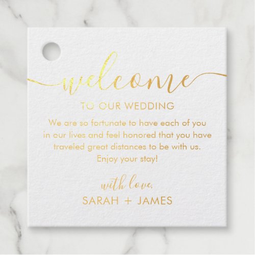 Elegant Welcome To Our Wedding Welcome Bag Foil Favor Tags