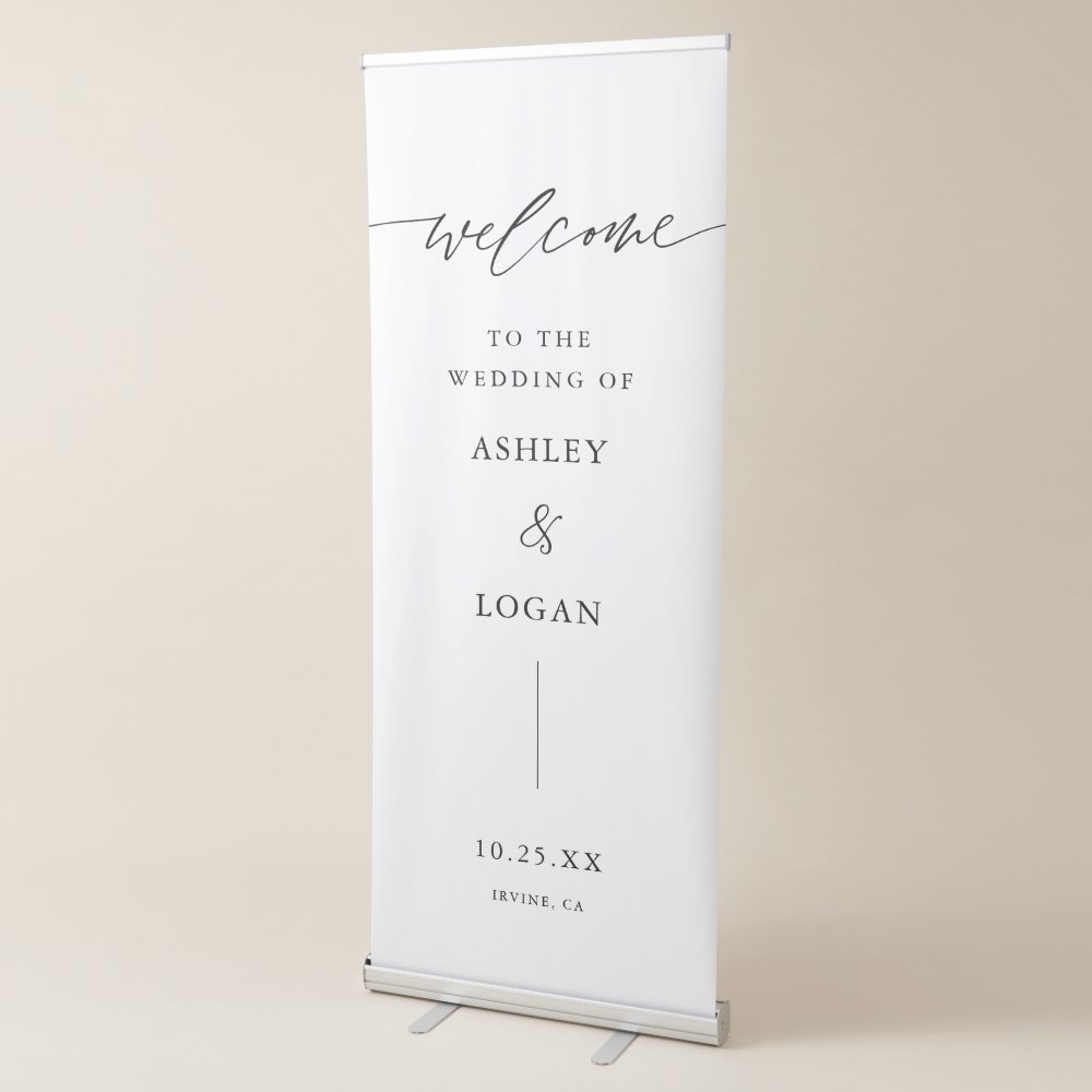 Disover Elegant Welcome To Our Wedding Welcome Retractable Banner