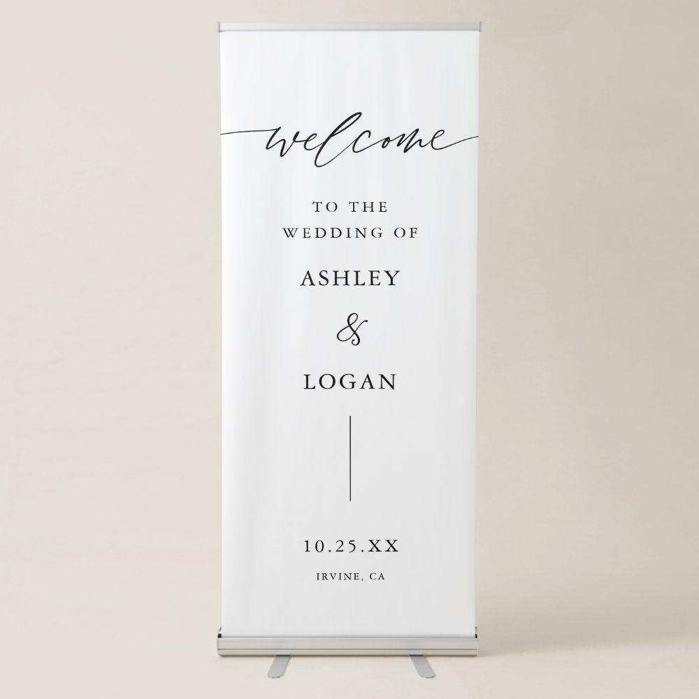 Disover Elegant Welcome To Our Wedding Welcome Retractable Banner