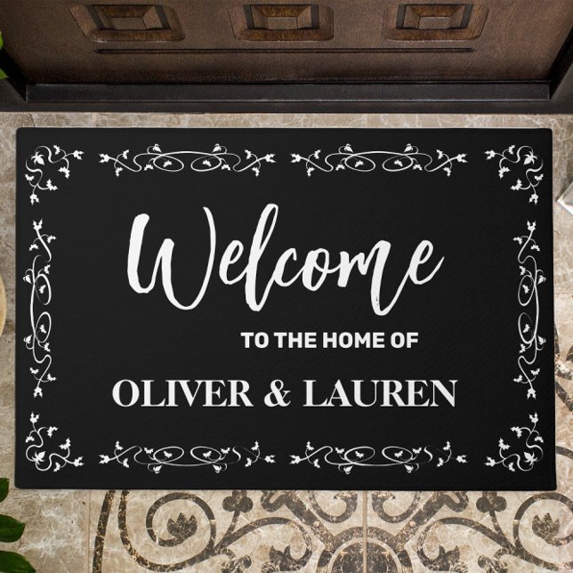 Elegant Welcome To The Home Of | Black Doormat (Creator Uploaded)