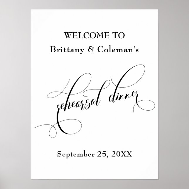 Elegant Welcome to The Rehearsal Dinner Sign (Front)