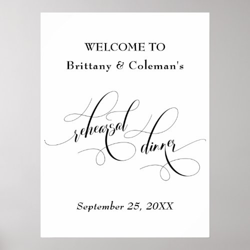 Elegant Welcome to The Rehearsal Dinner Sign