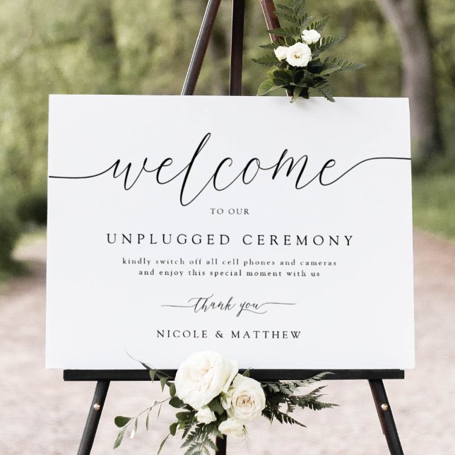 Elegant Welcome to Unplugged Wedding Ceremony Sign (Creator Uploaded)