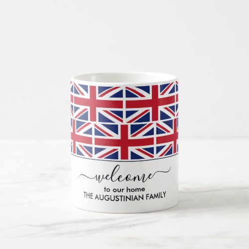 Elegant Welcome UNION JACK British FLAG Coffee Mug
