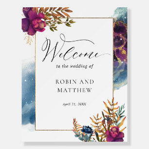 Elegant Welcome Watercolor Celestial Wedding Sign