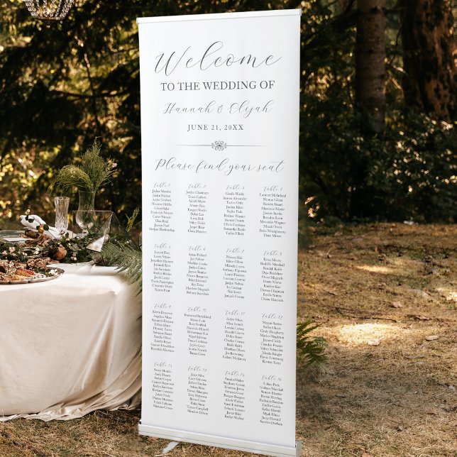 Elegant Welcome Wedding 16 Table Seating Chart Retractable Banner (Elegant Welcome Wedding 16 Table Seating Chart Retractable Banner
)