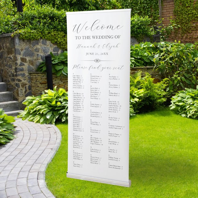 Elegant Welcome Wedding Alphabetical Seating Chart Retractable Banner (Elegant Welcome Wedding Alphabetical Seating Chart Retractable Banner
)