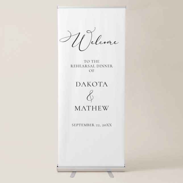 Elegant Welcome Wedding Rehearsal Dinner Retractable Banner (Front)