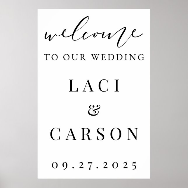 "Elegant Welcome Wedding Sign – Personalized  (Front)