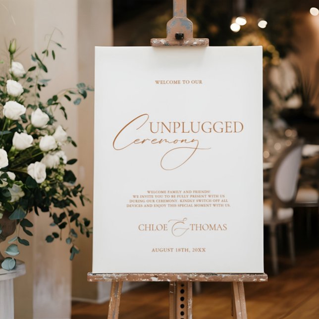 Elegant Welcome Wedding Unplugged Ceremony Sign (Elegant Welcome Wedding Unplugged Ceremony Sign)