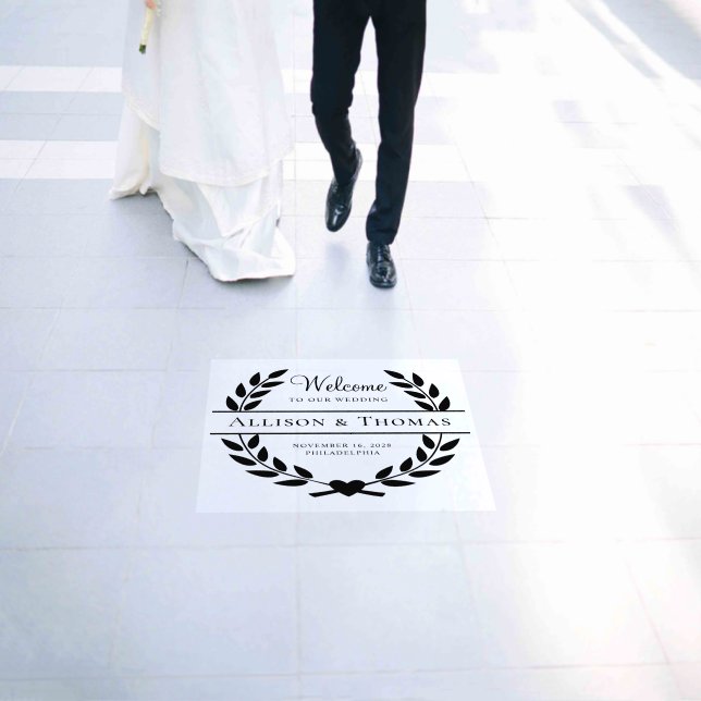 Elegant Welcome Wreath Wedding Floor Decals (Wedding)