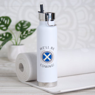 Elegant We'll Be Coming Scotland Flag Badge Ins Water Bottle