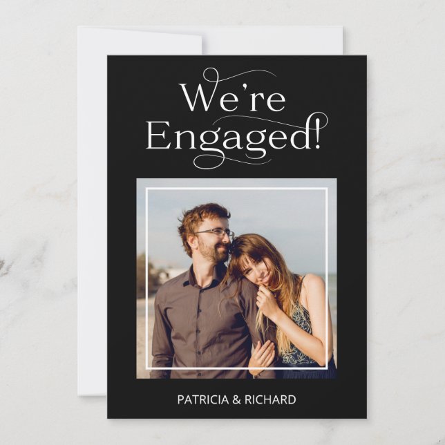 Elegant We're Engaged Engagement Announcement (Front)