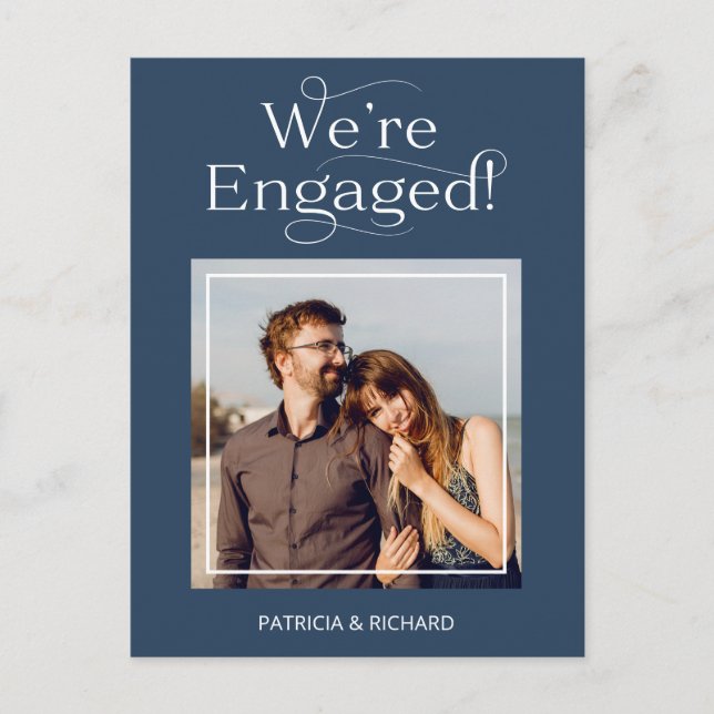 Elegant We're Engaged Engagement Announcement Post Postcard (Front)