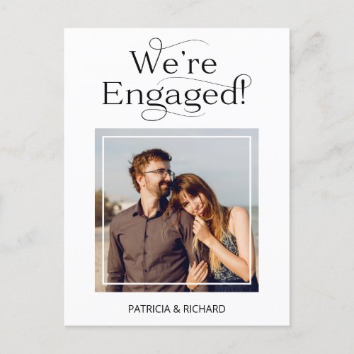 Elegant Were Engaged Engagement Announcement Postcard