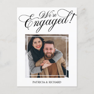 Elegant We're Engaged Engagement Announcement Postcard
