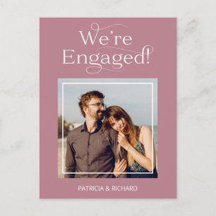 Elegant We're Engaged Engagement Announcement Postcard