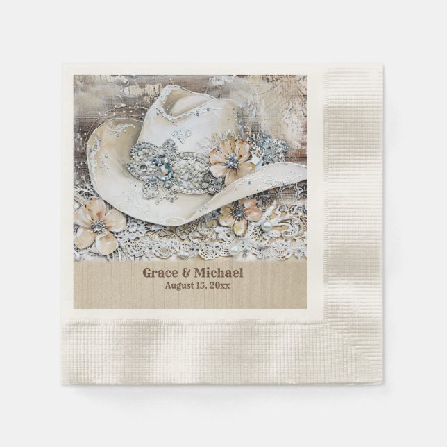 Elegant Western Boho Wedding Napkins (Front)