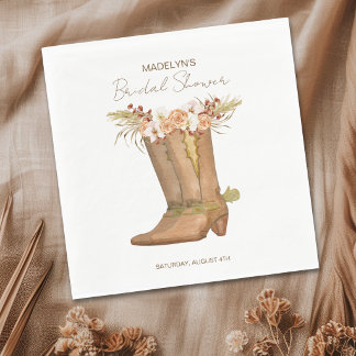 Elegant Western Cowgirl Boots Bridal Shower Napkins
