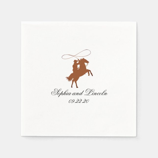 Elegant  Western Dark Brown Wedding Napkins (Front)