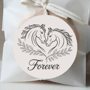 Elegant Western Horse Rustic Country Wedding Classic Round Sticker