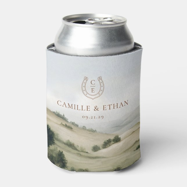 Elegant Western Ranch Wedding Favor Can Cooler (Can Front)