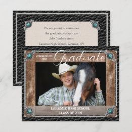 Elegant Western Style Leather Photo Graduation Announcement