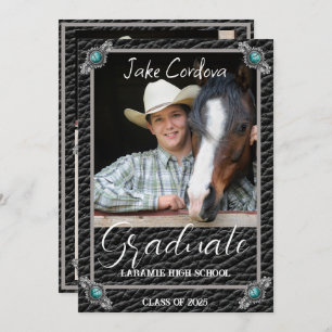 Elegant Western Style Leather Photo Graduation Inv Invitation