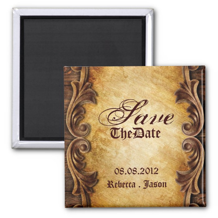 Elegant  western vintage wedding SaveTheDate Refrigerator Magnets