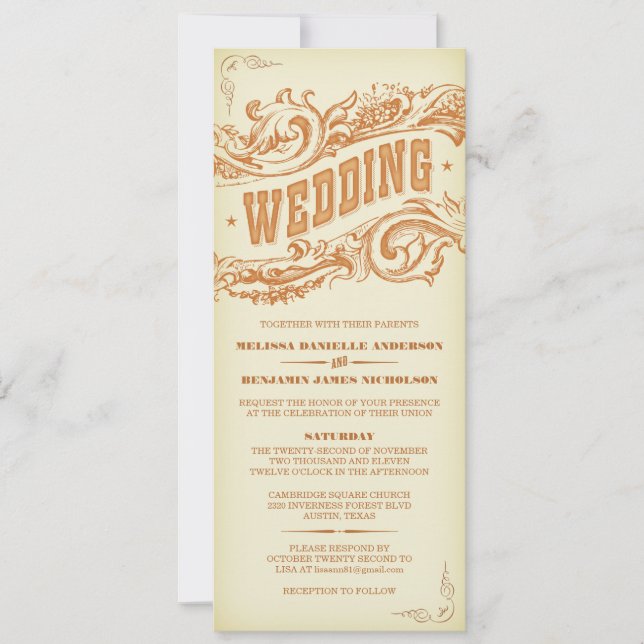 Elegant Western Wedding Invitations (Front)